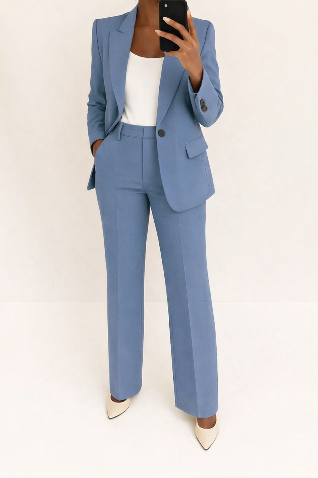 Women's Wide-Cut Blazer Suit Set – Blue