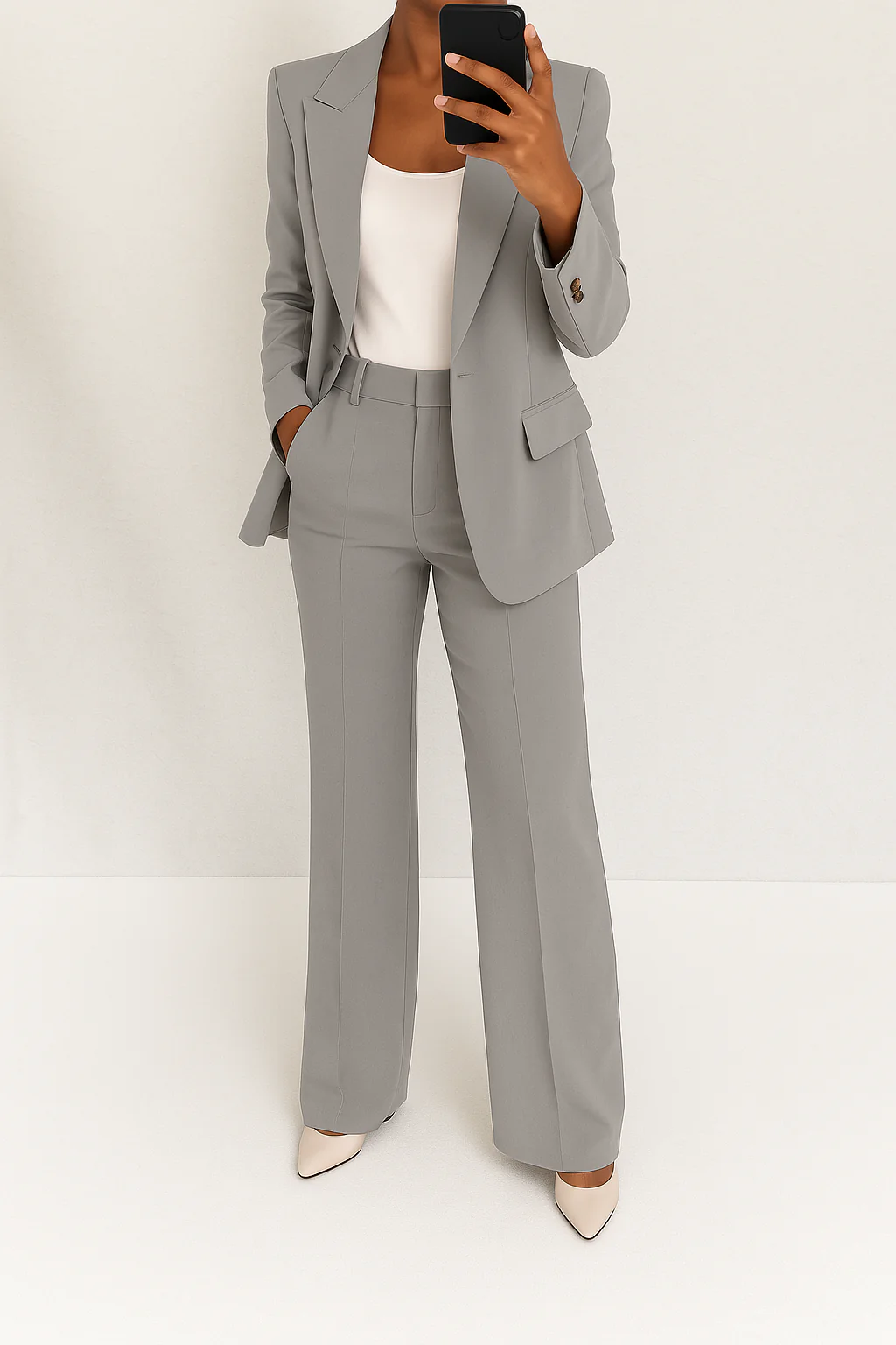 Women's Wide-Cut Blazer Suit Set – Gray