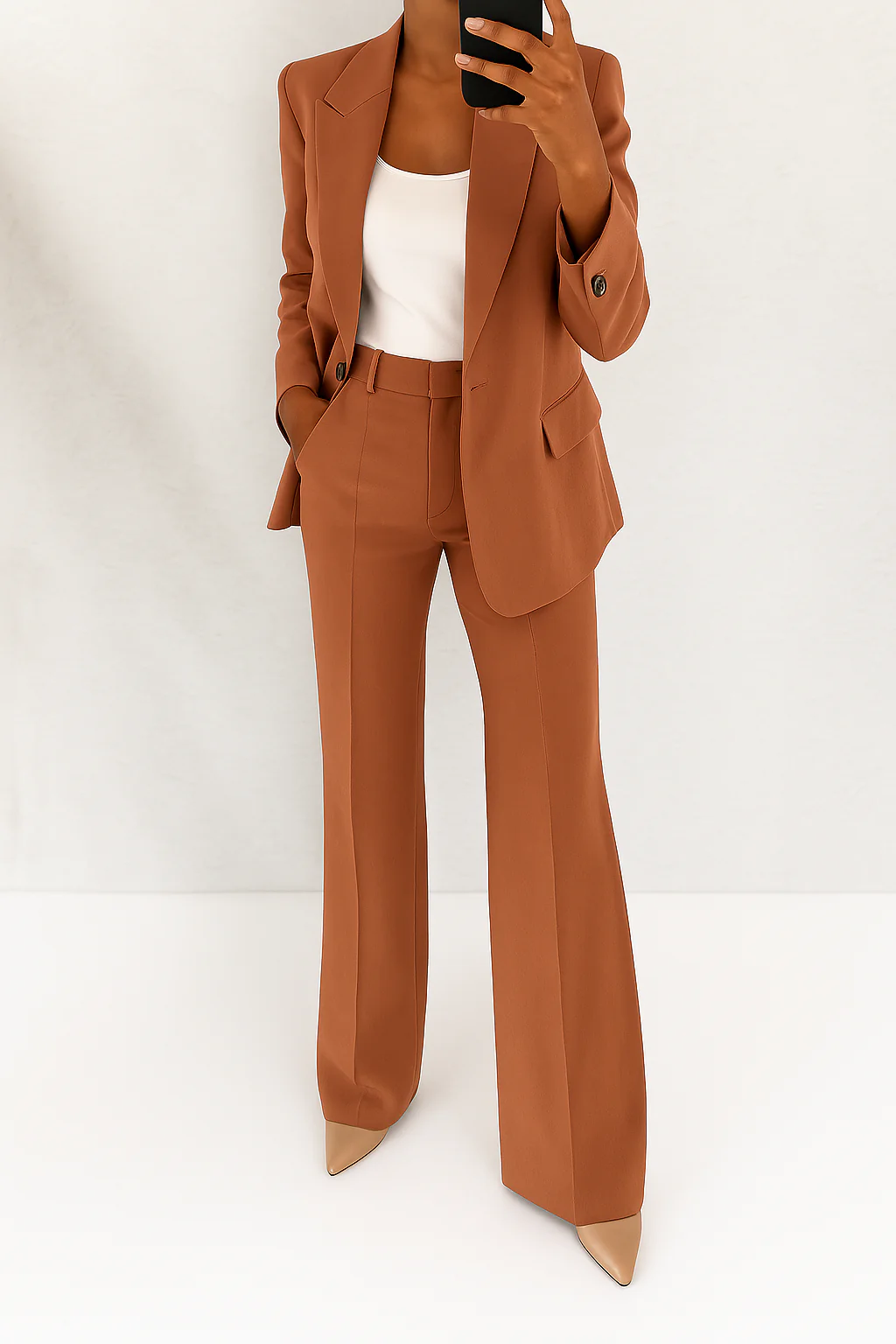 Women's Wide-Cut Blazer Suit Set – Brown