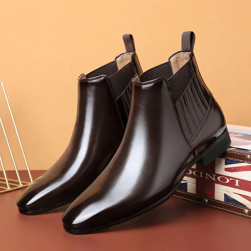 Women's Pointed-Toe Chelsea Booties – Dark Brown