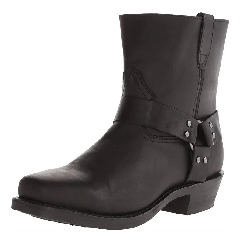Men's Leather-Look Western Boots – Black
