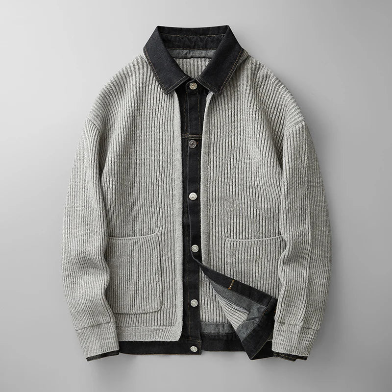 Men's Button-Front Knit Cardigan for Winter – Gray