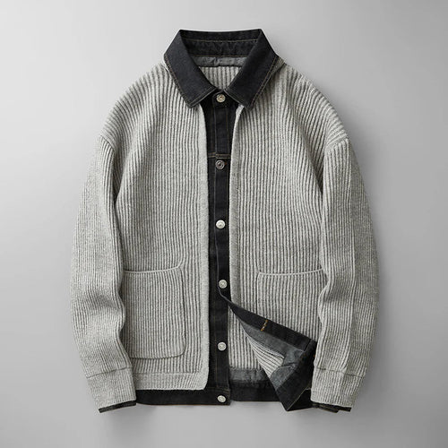 Men's Button-Front Knit Cardigan for Winter – Gray