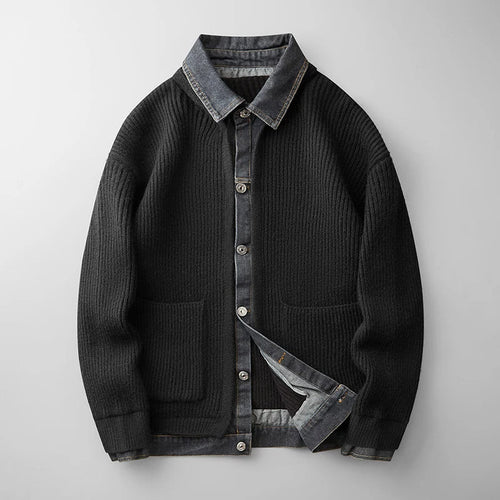Men's Button-Front Knit Cardigan for Winter – Black