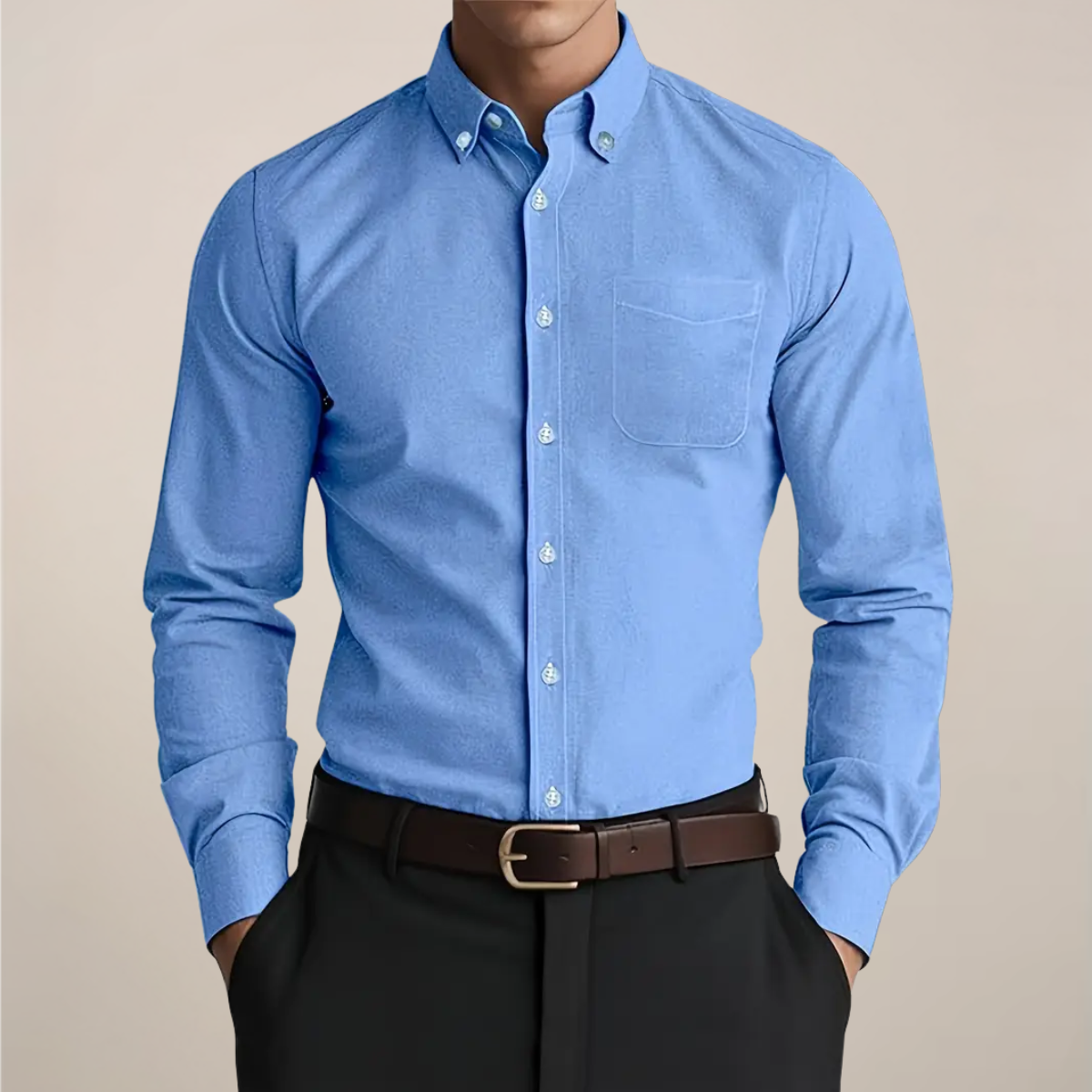Men's Button-Front Collar Shirt – Sky Blue