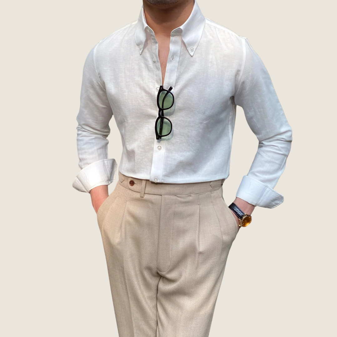 Men's Narrow-Cut Fit Button-Front Shirt – White