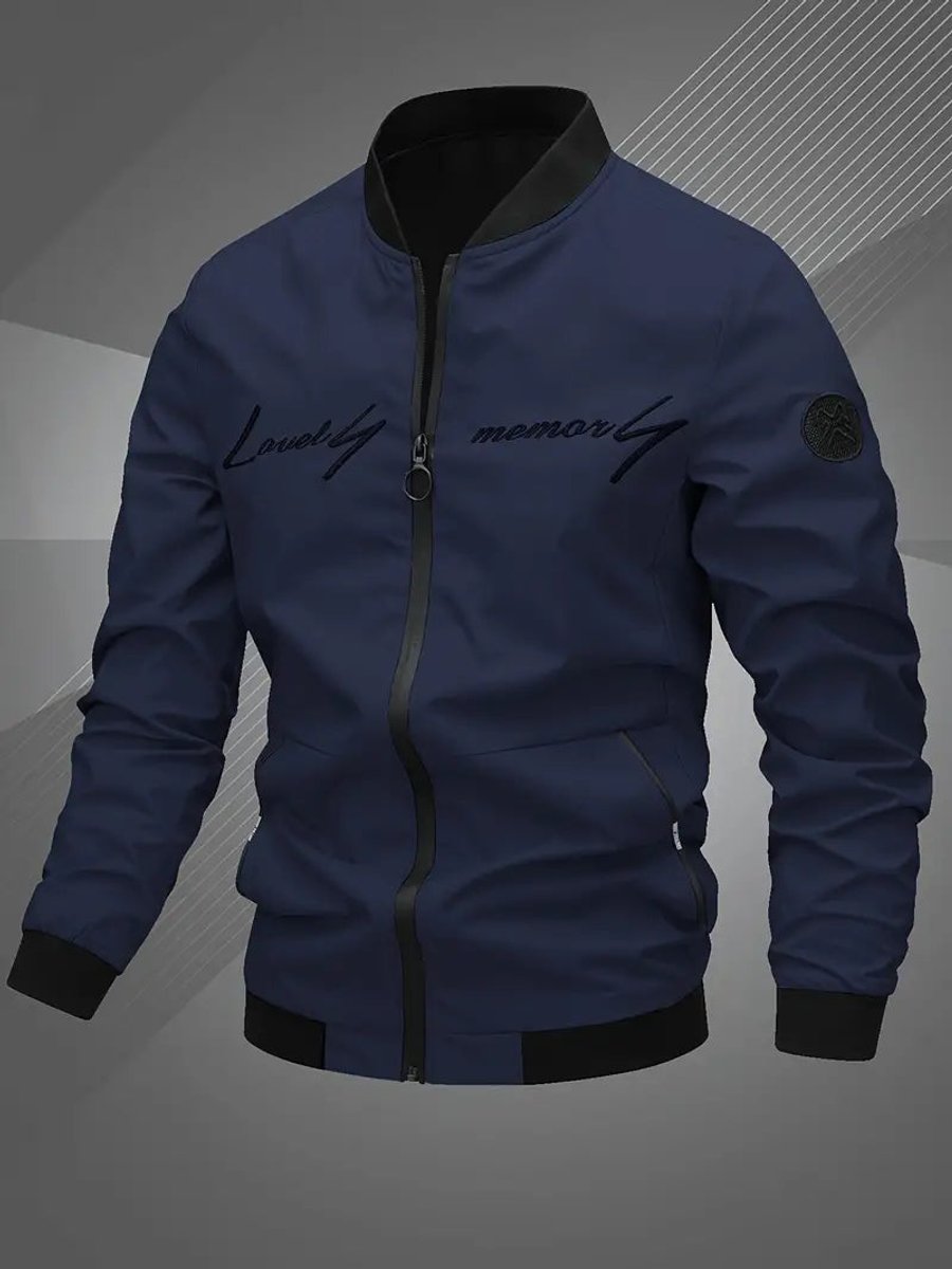 Men's Everyday Baseball Collar Bomber Jacket – Navy Blue