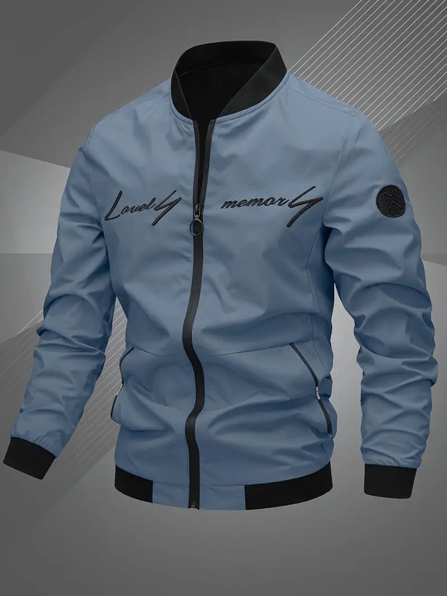 Men's Everyday Baseball Collar Bomber Jacket – Fog Blue