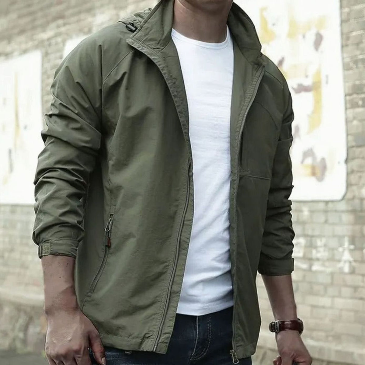 Men's Everyday Full-Zip Urban Street Jacket – Green