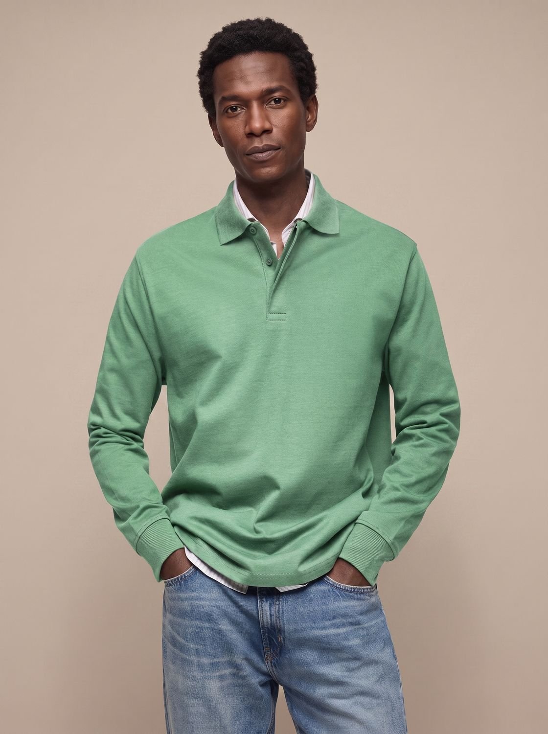Men's Timeless Long-Sleeve Cotton Polo Shirt – view 6