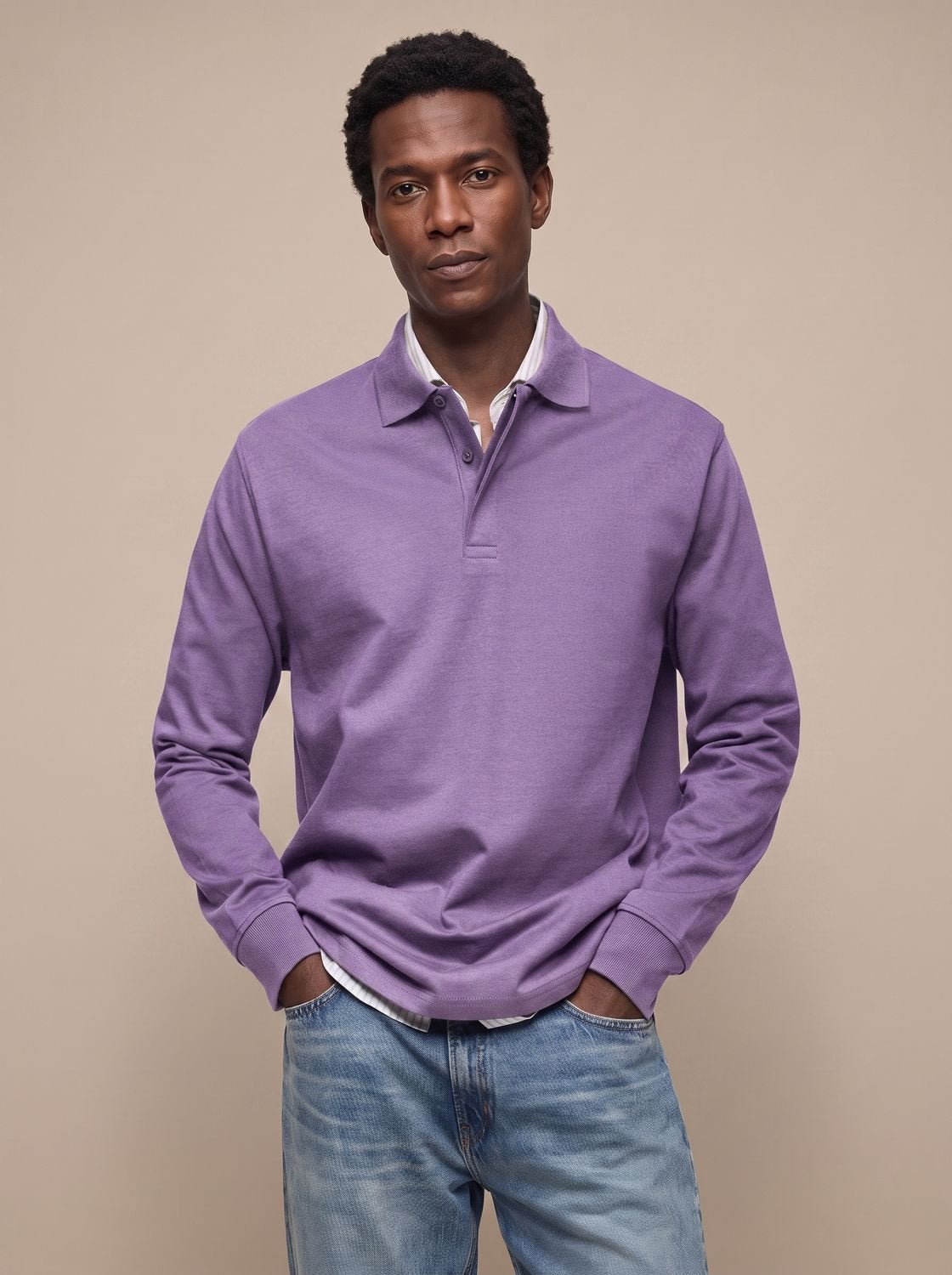 Men's Timeless Long-Sleeve Cotton Polo Shirt – view 8