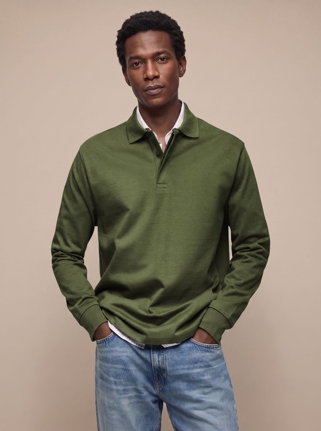 Men's Timeless Long-Sleeve Cotton Polo Shirt – view 9