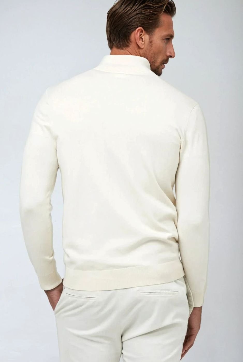 Men's Timeless Quarter-Zip Knit Pullover with Ribbed Cuffs – view 2