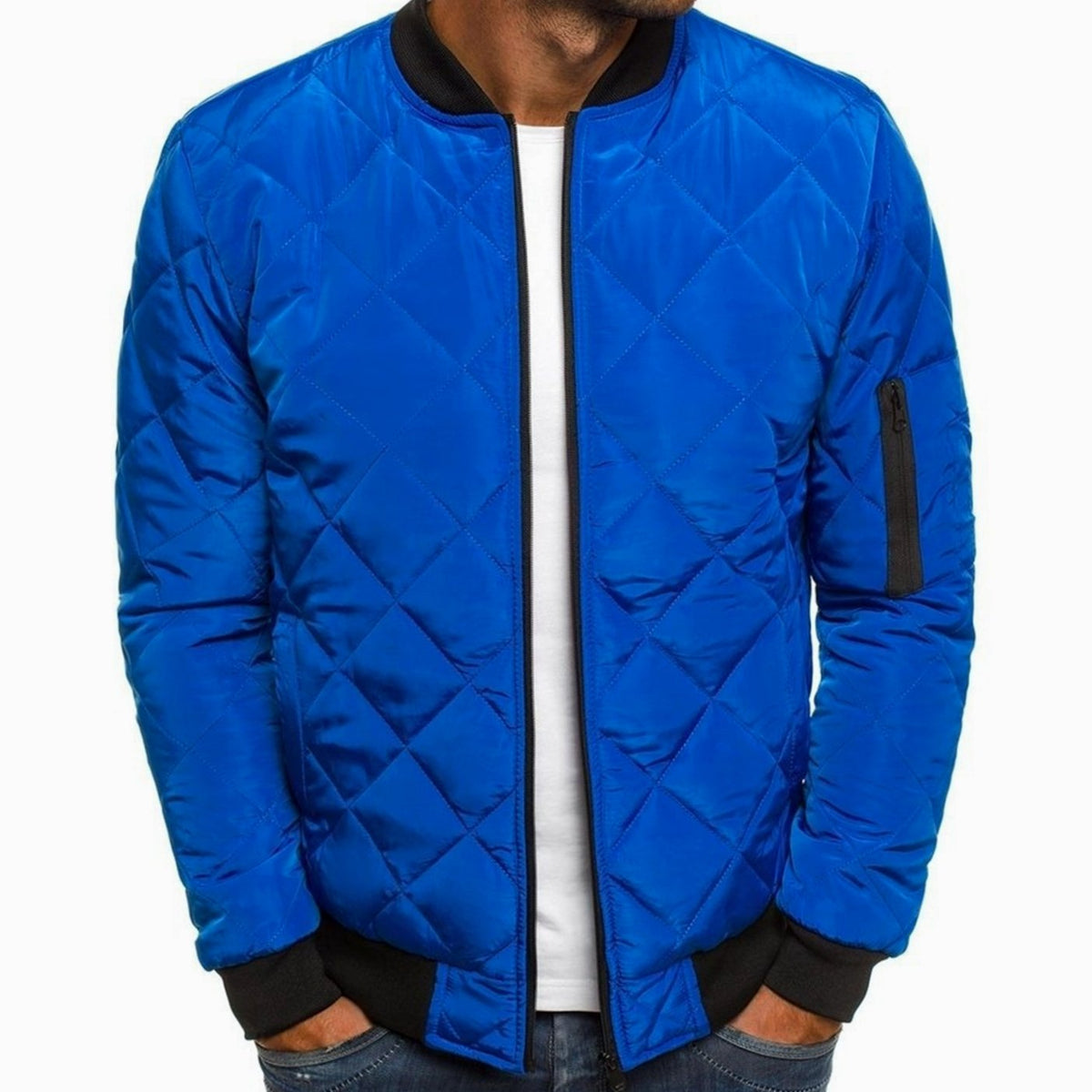 Men's Diamond-Quilted Zip-Front Bomber Jacket – view 6
