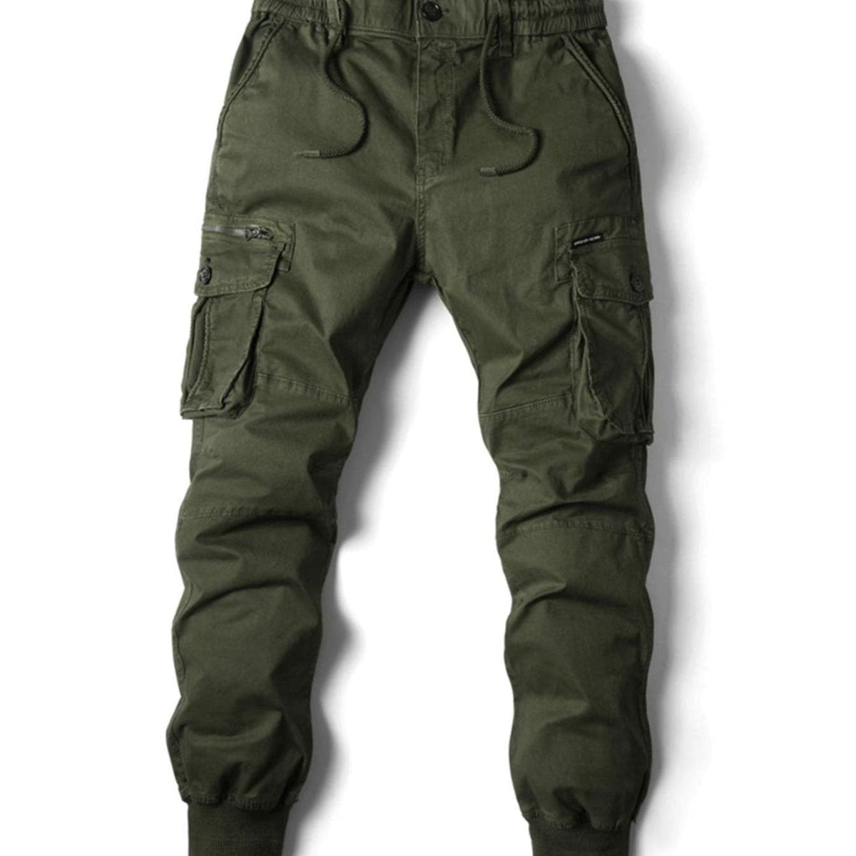 Men's Elasticated-Waist Slim-Tapered Cargo Jogger Pants – Green