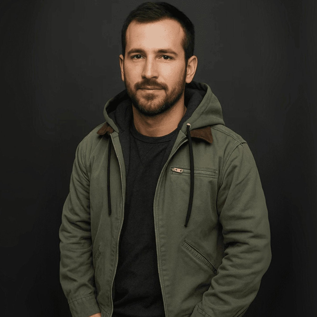 Men's Fleece-Backed Zip-Front Hood-Detail Jacket – view 8