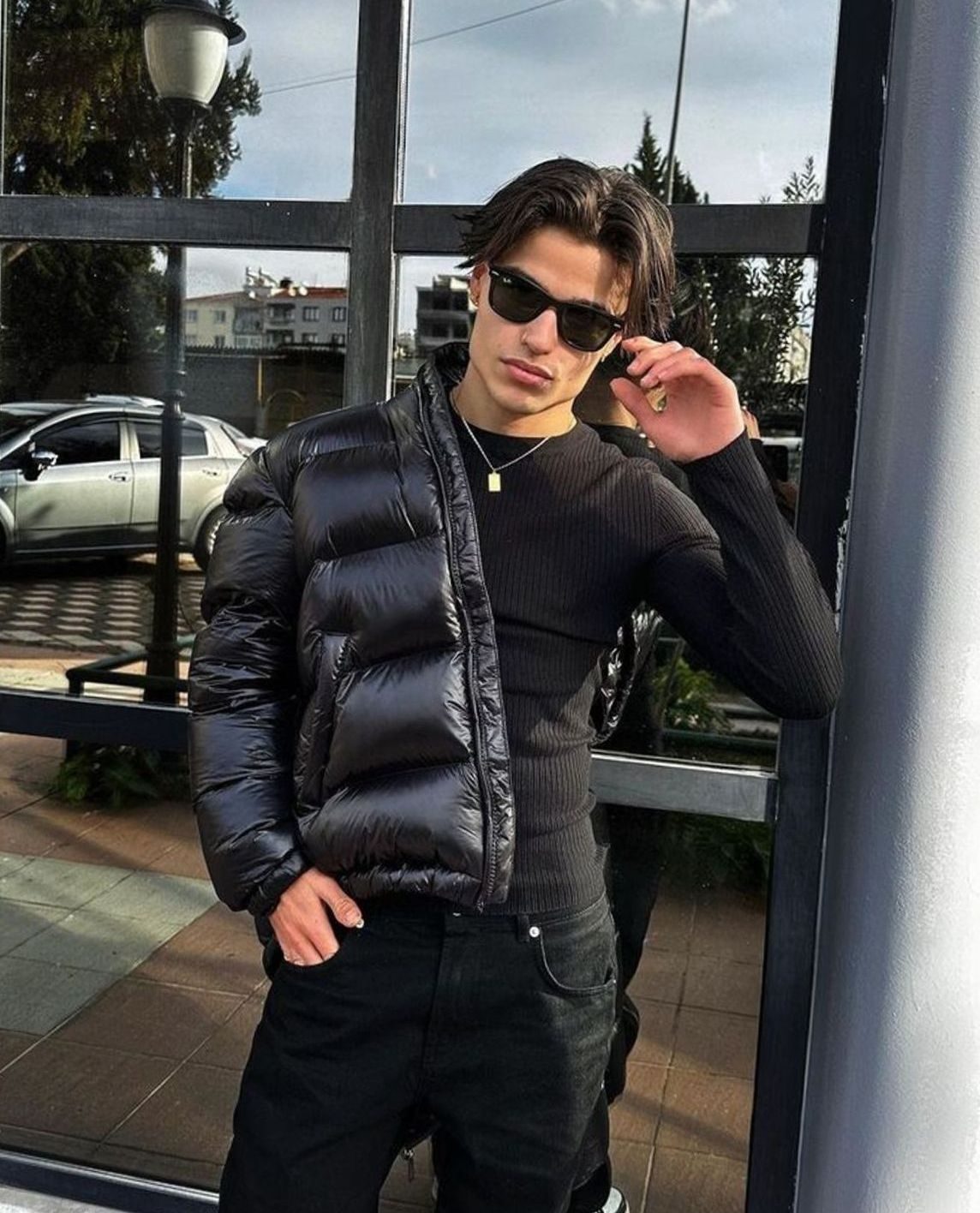 Men's Glossy Padded Hood-Detail Puffer Jacket – view 6