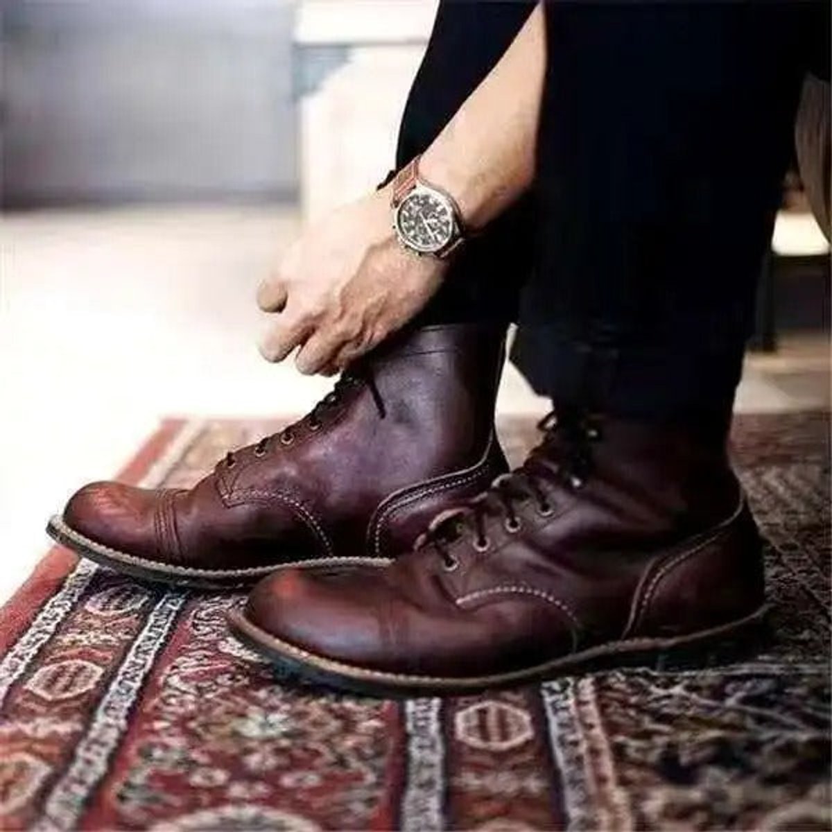 Men's Cap-Toe Leather-Look Ankle Boots – view 3