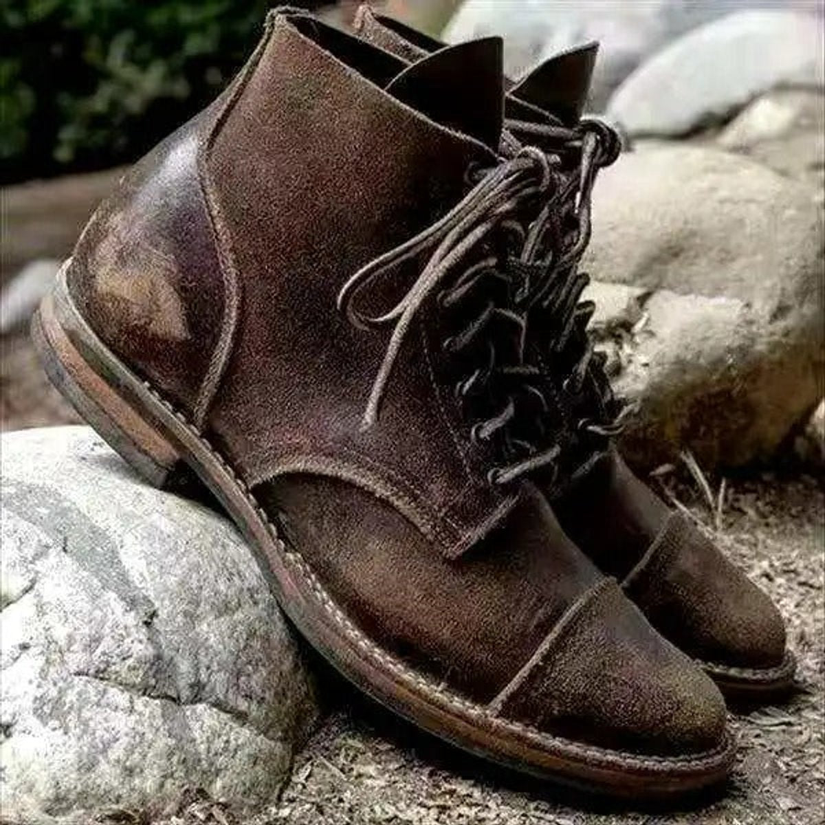 Men's Cap-Toe Leather-Look Ankle Boots – view 4