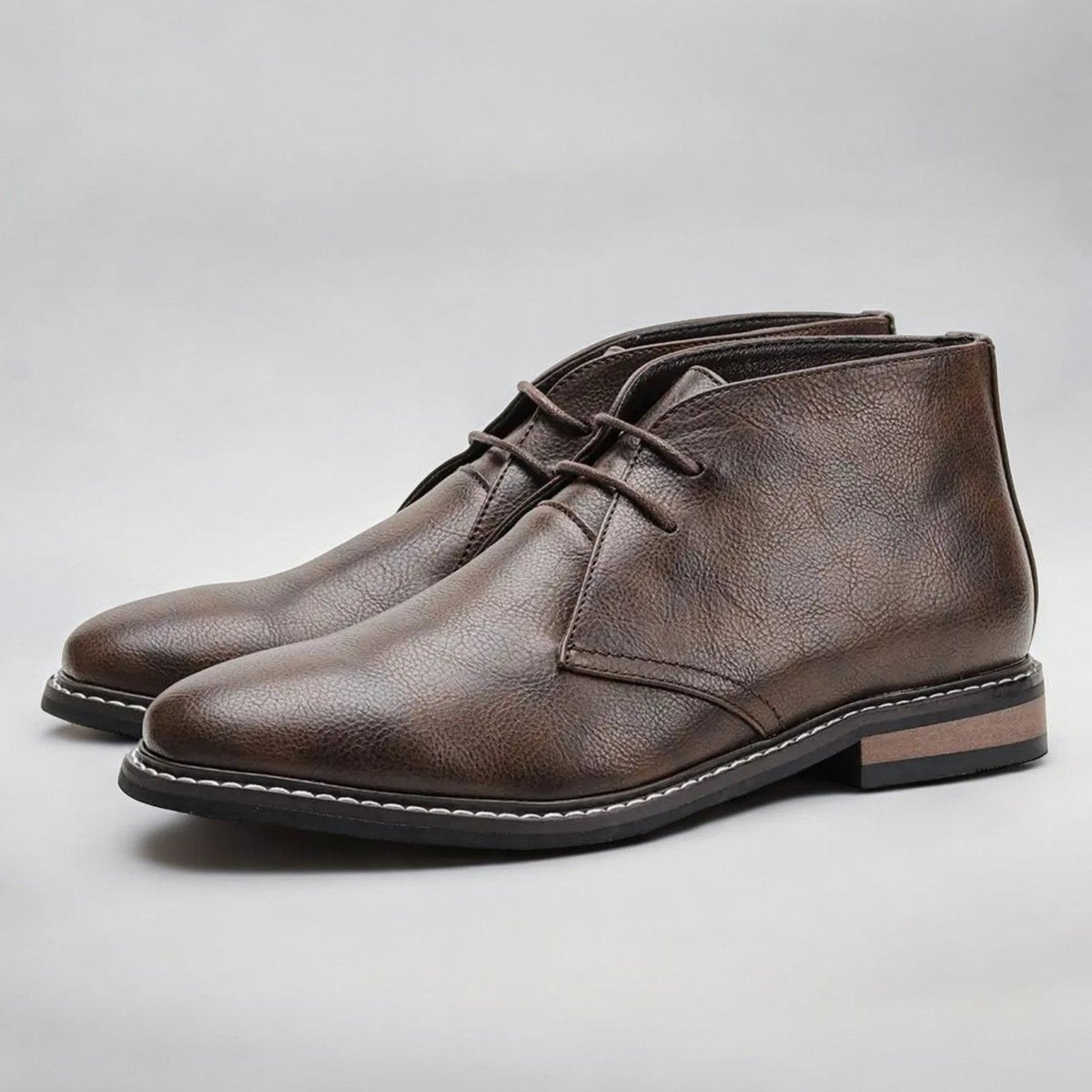 Men's Laced Leather-Look Chukka Boots – view 3
