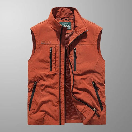 Men's Light-Weight Multi-Pocket Cargo Vest – Red