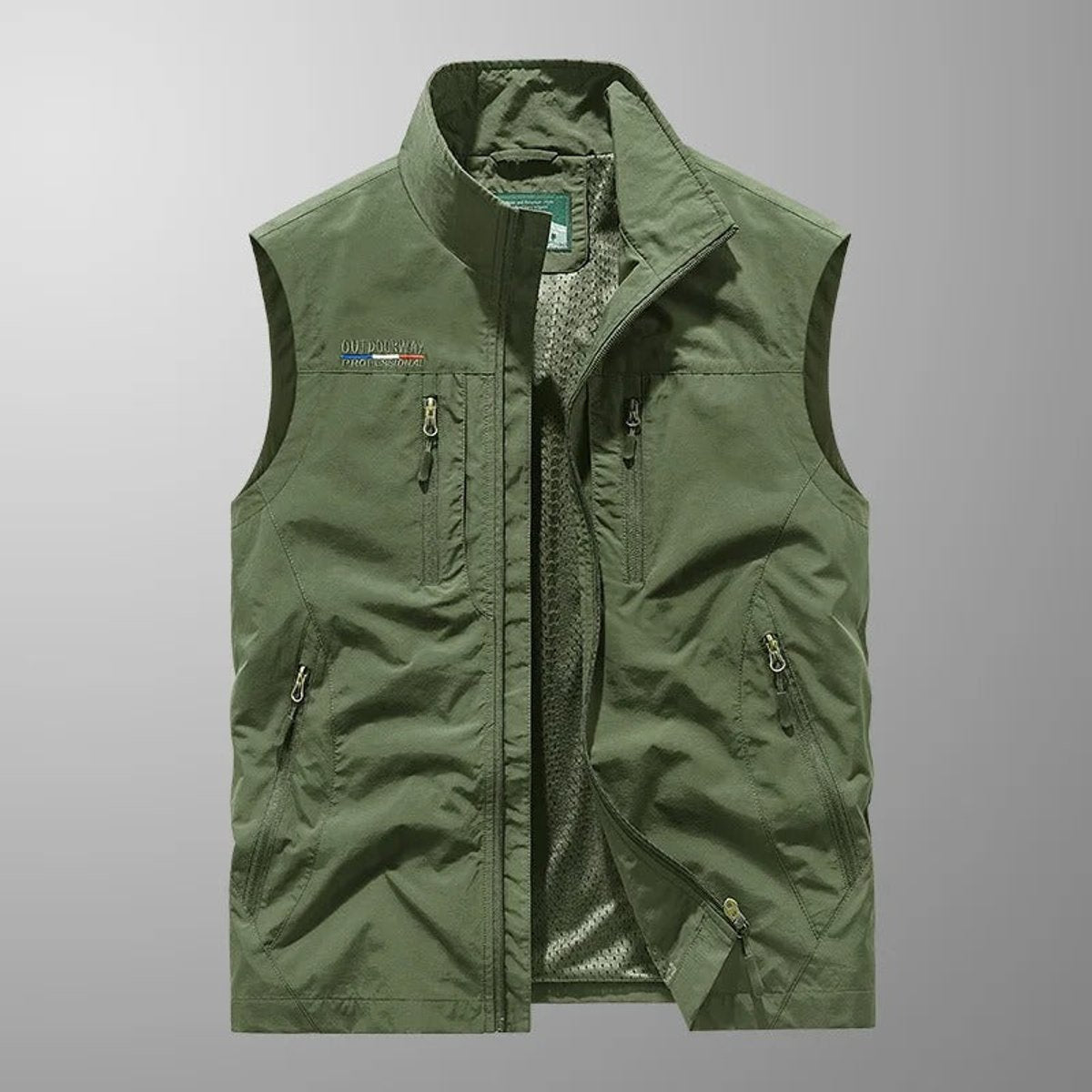 Men's Light-Weight Multi-Pocket Cargo Vest – Green