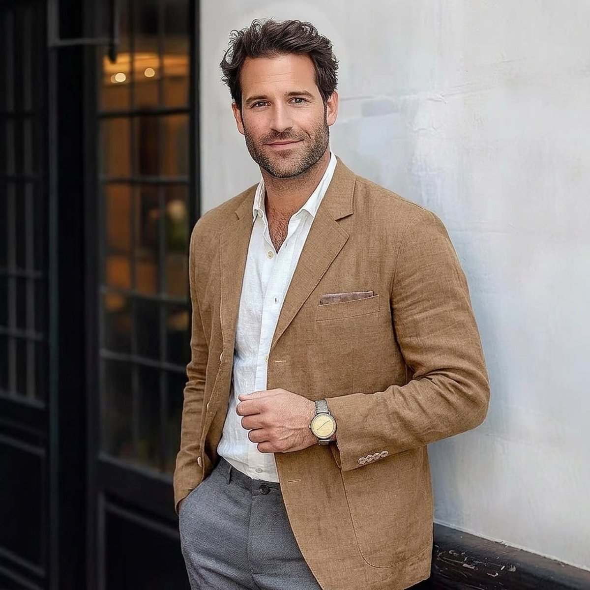 Men's Light-Weight Linen Unstructured Blazer Jacket – Brown