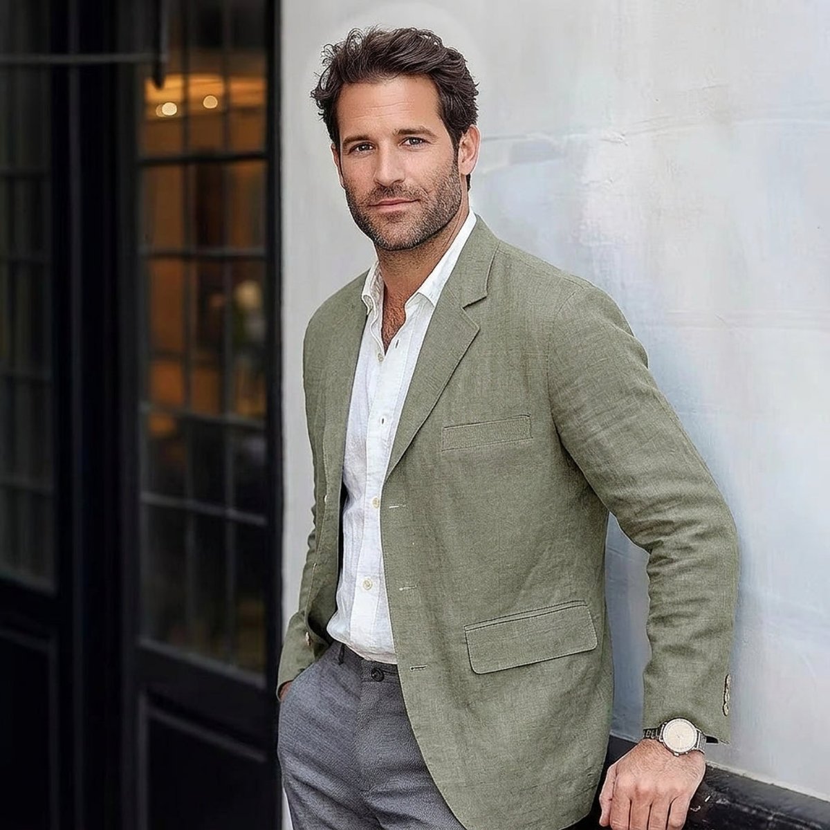 Men's Light-Weight Linen Unstructured Blazer Jacket – Green