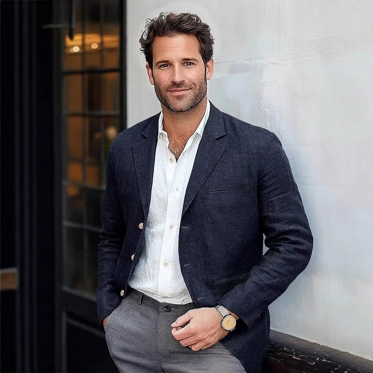 Men's Light-Weight Linen Unstructured Blazer Jacket – Navy