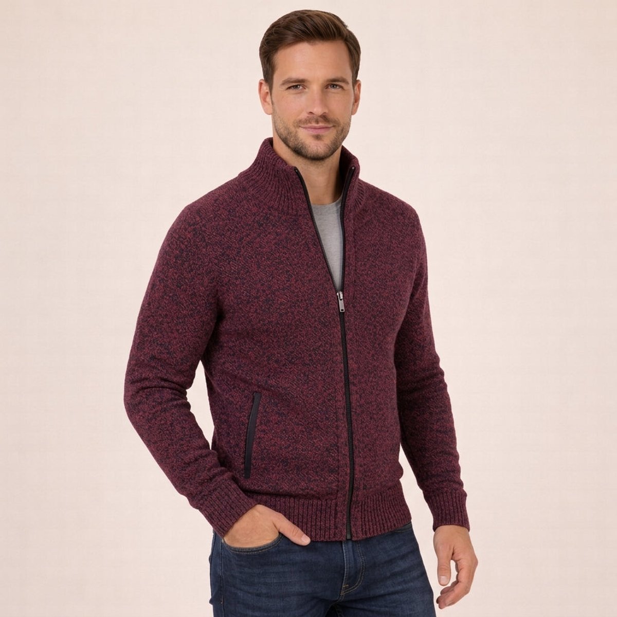 Men's Merino Wool Zip-Front Pullover – view 6