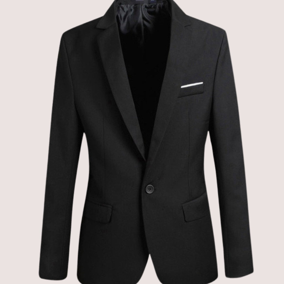 Men's Modern Fit Single Button Notch Blazer with Lapel – Black