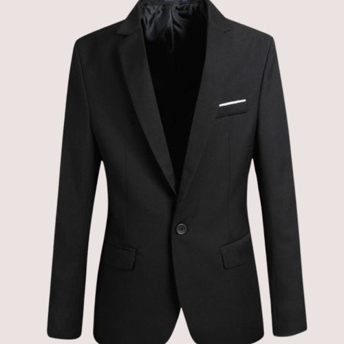 Men's Modern Fit Single Button Notch Blazer with Lapel – Black