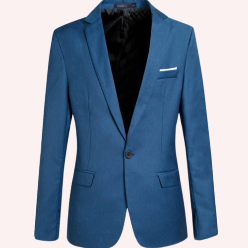 Men's Modern Fit Single Button Notch Blazer with Lapel – Blue
