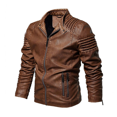 Men's Fleece-Backed Leather-Look Moto Jacket – view 1
