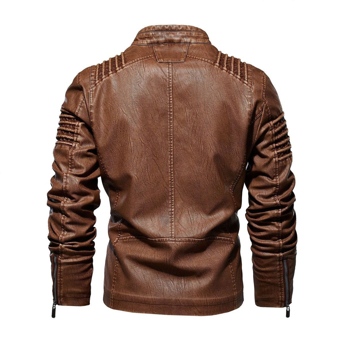 Men's Fleece-Backed Leather-Look Moto Jacket – view 2