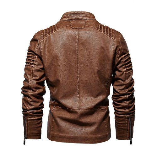 Men's Fleece-Backed Leather-Look Moto Jacket – view 2