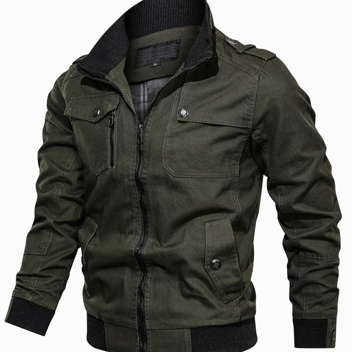 Men's Military-Style Bomber Jacket for Winter – Army Green