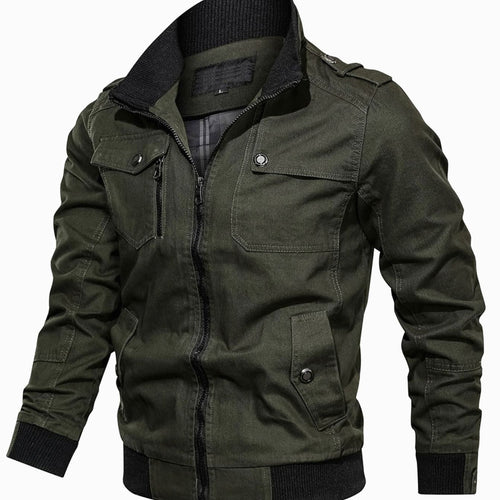 Men's Military-Style Bomber Jacket for Winter – Army Green