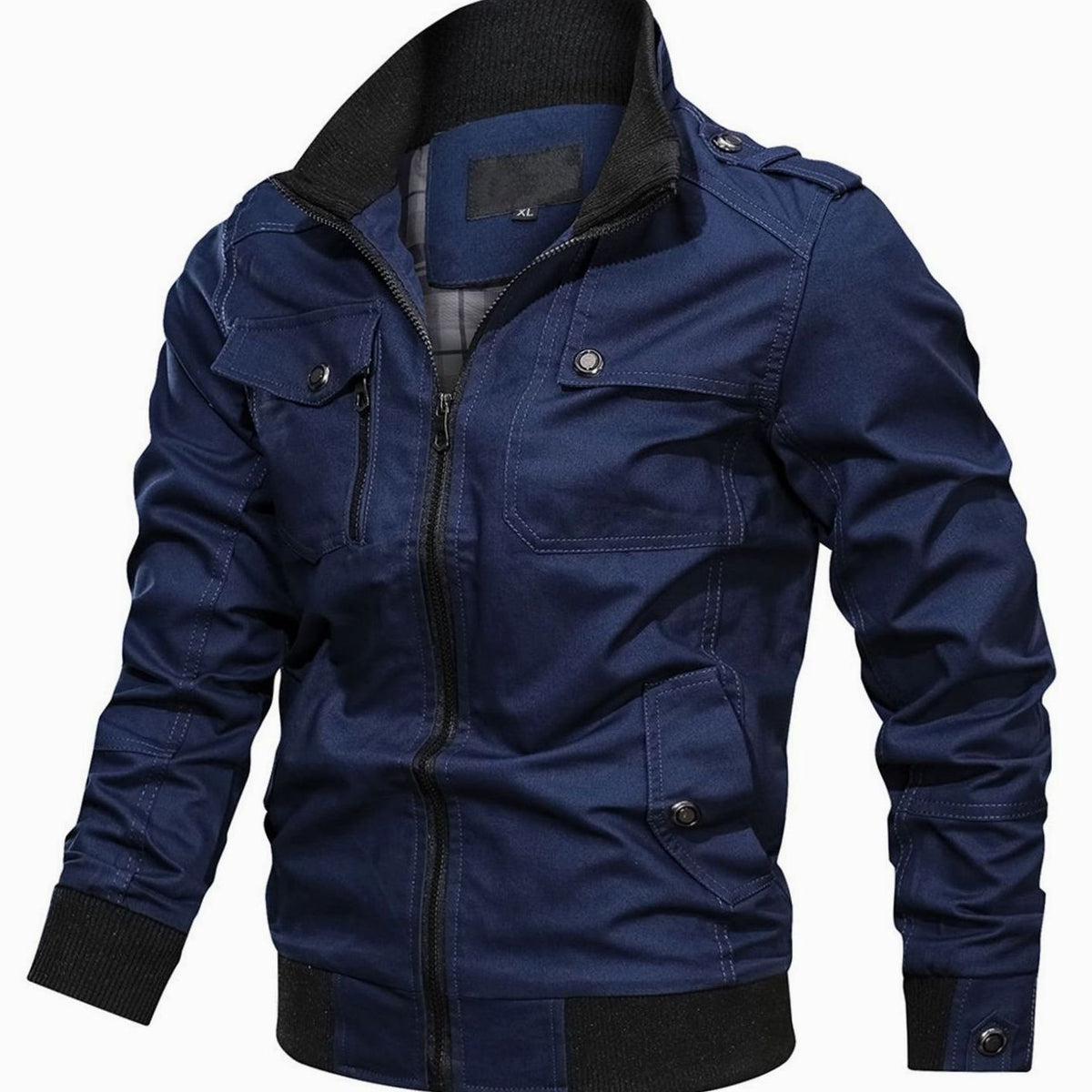 Men's Military-Style Bomber Jacket for Winter – Dark Blue