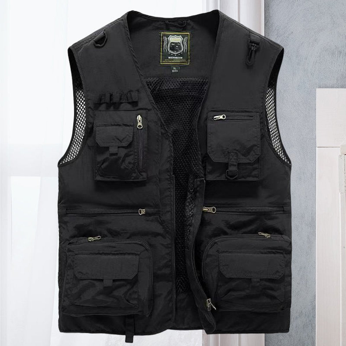 Men's Multi-Pocket Full-Zip Outdoor Utility Vest – Black