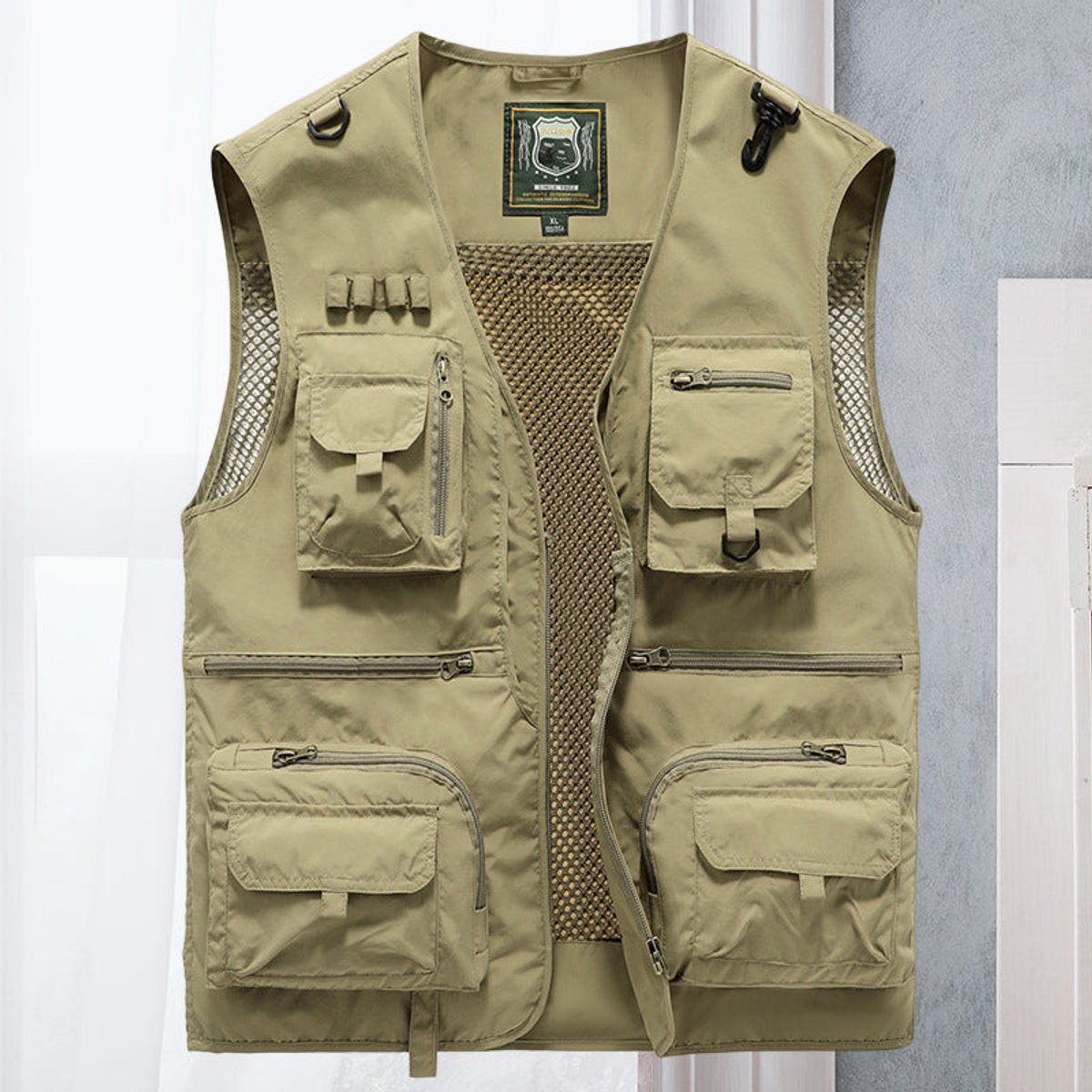 Men's Multi-Pocket Full-Zip Outdoor Utility Vest – Khaki