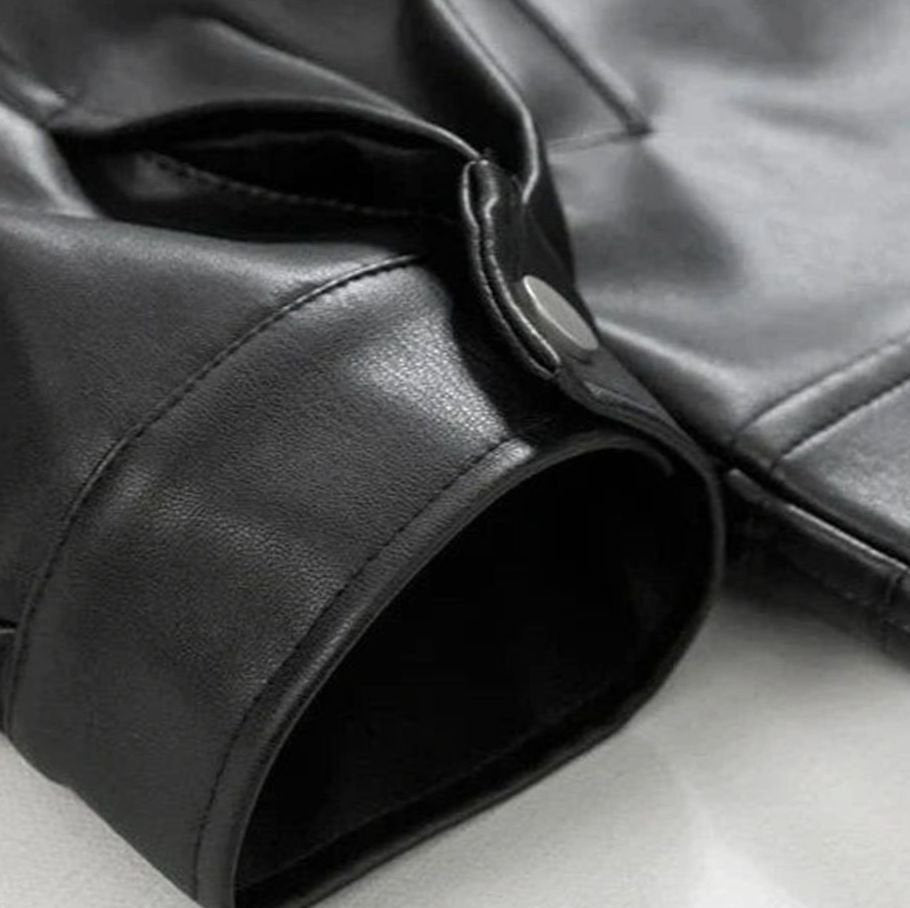 Men's Relaxed-Fit Leather-Look Bomber Jacket – view 5