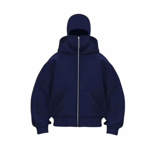 Men's Loose-Fit Zip-Front Balaclava Hoodie Jacket – view 2