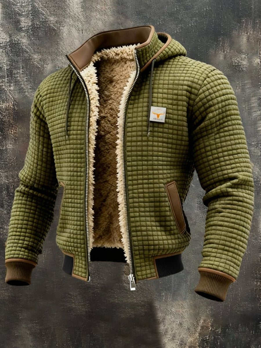 Men's Padded Fleece-Backed Jacket – Olive Green