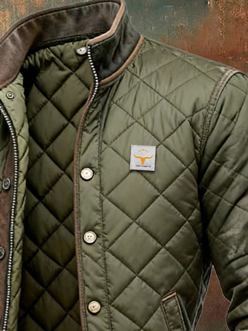 Men's Padded Jacket Stand Collar Snap Bomber with Button – view 2