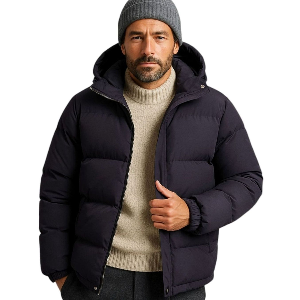 Men's Padded Full-Zip Hood-Detail Puffer Jacket – view 4