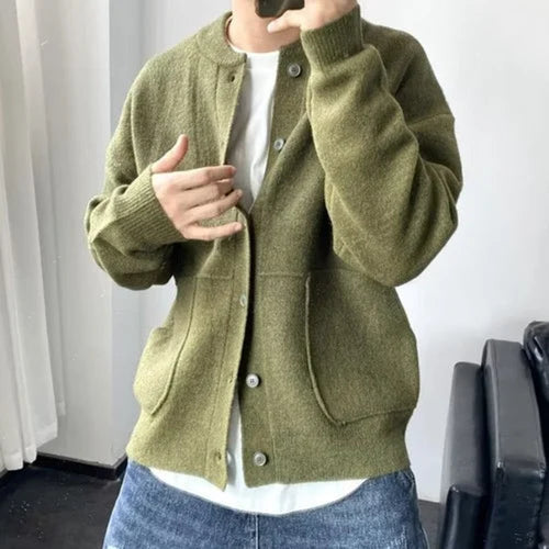 Men's Loose-Fit Button-Up Knit Cardigan Pullover – view 2