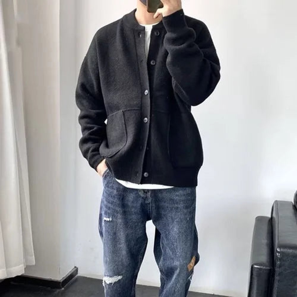 Men's Loose-Fit Button-Up Knit Cardigan Pullover – view 5
