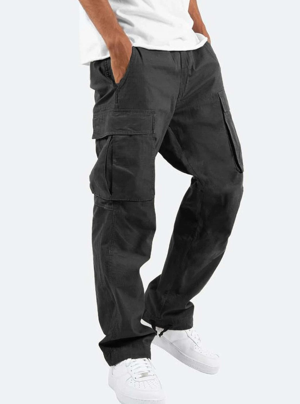 Men's Multi-Pocket Easy-Fit Cargo Pants – Black