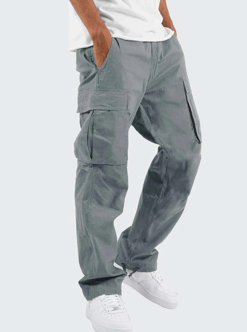 Men's Multi-Pocket Easy-Fit Cargo Pants – Gray